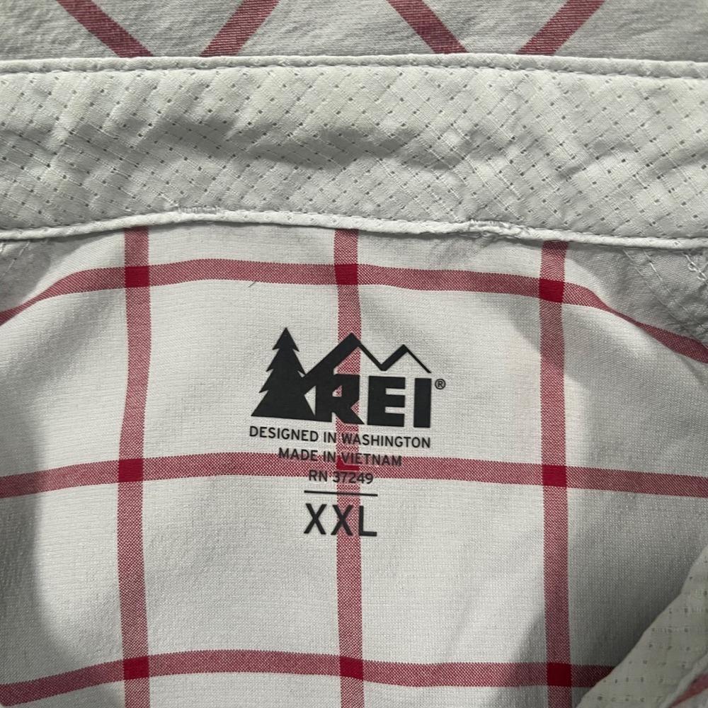 REI Shirt Mens XXL  Gray Button Up Fishing Hiking Outdoors Camp Windowpane - Picture 3 of 8